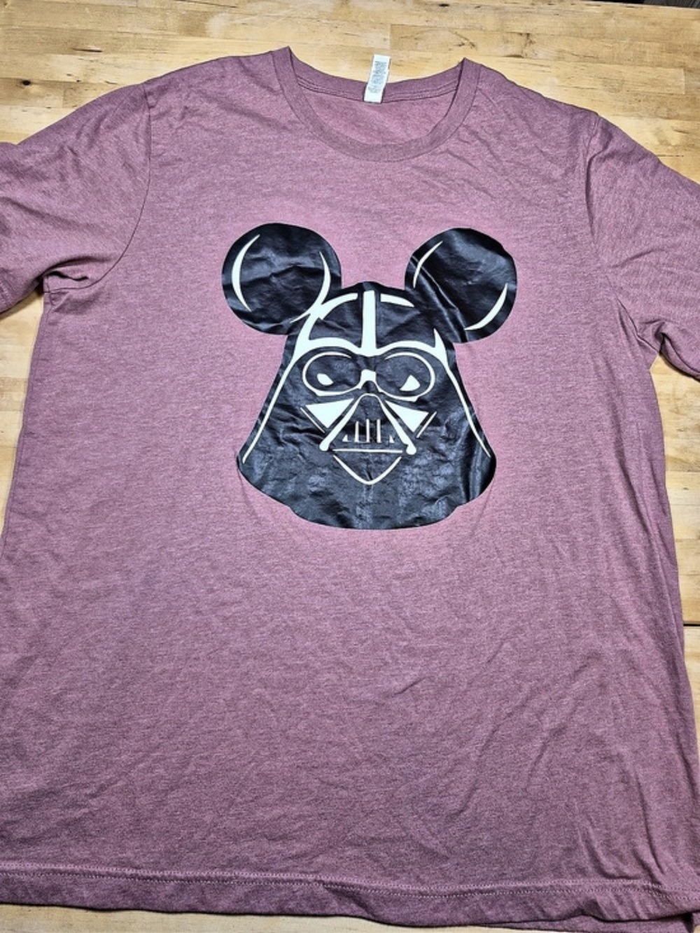 Disney Darth Vader Mickey Graphic Tee Pink XL Like New